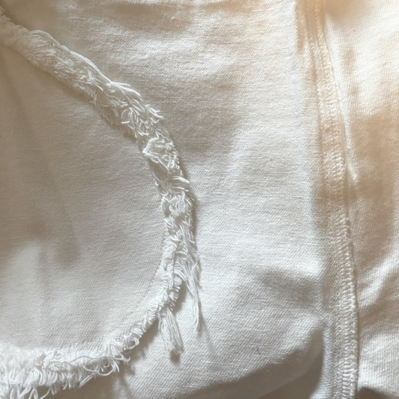 Jean Shorts White with Frayed Hem and Waistband Size L - Picture 9 of 10